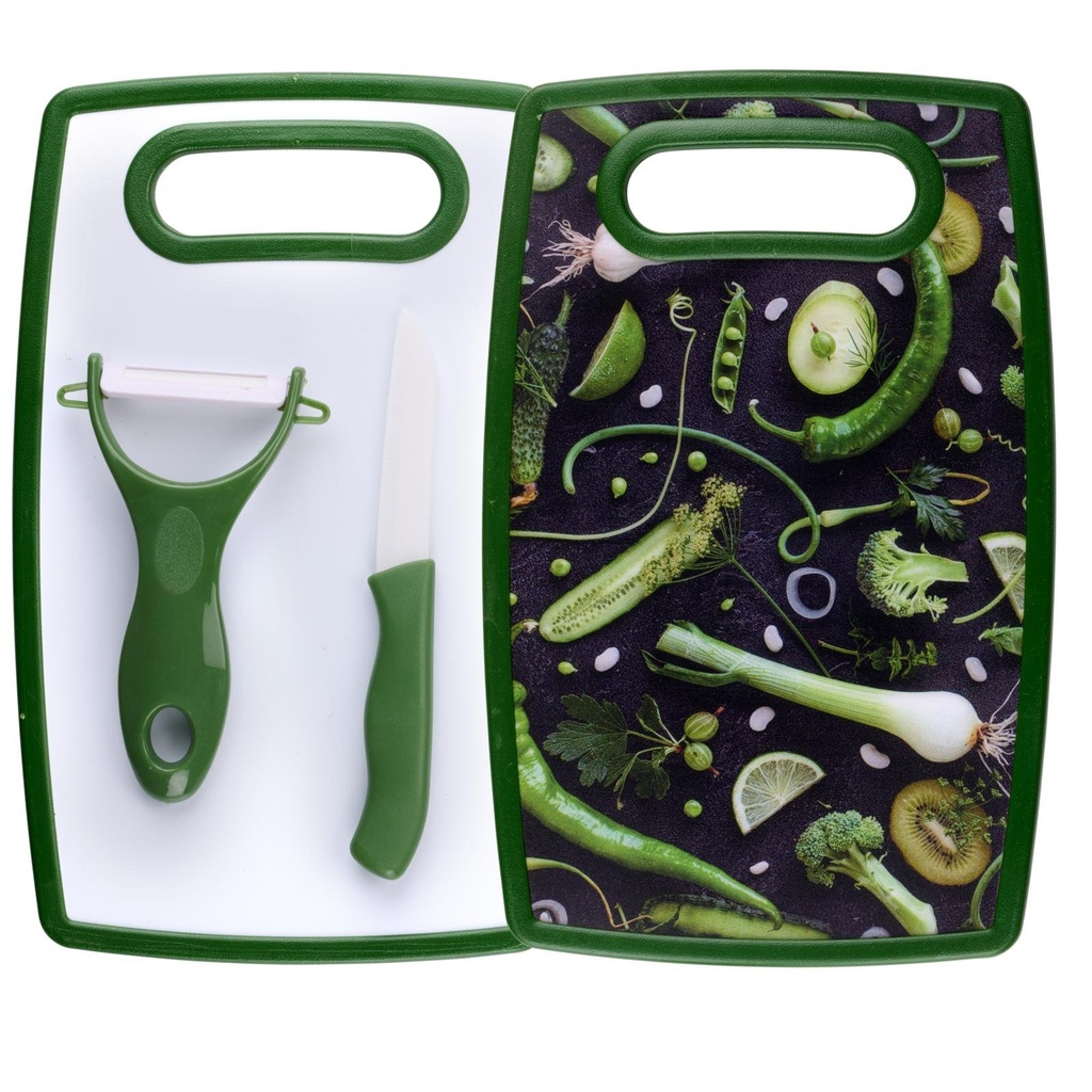 ALPINA Cutting Board with Knife and Ceramic Peeler