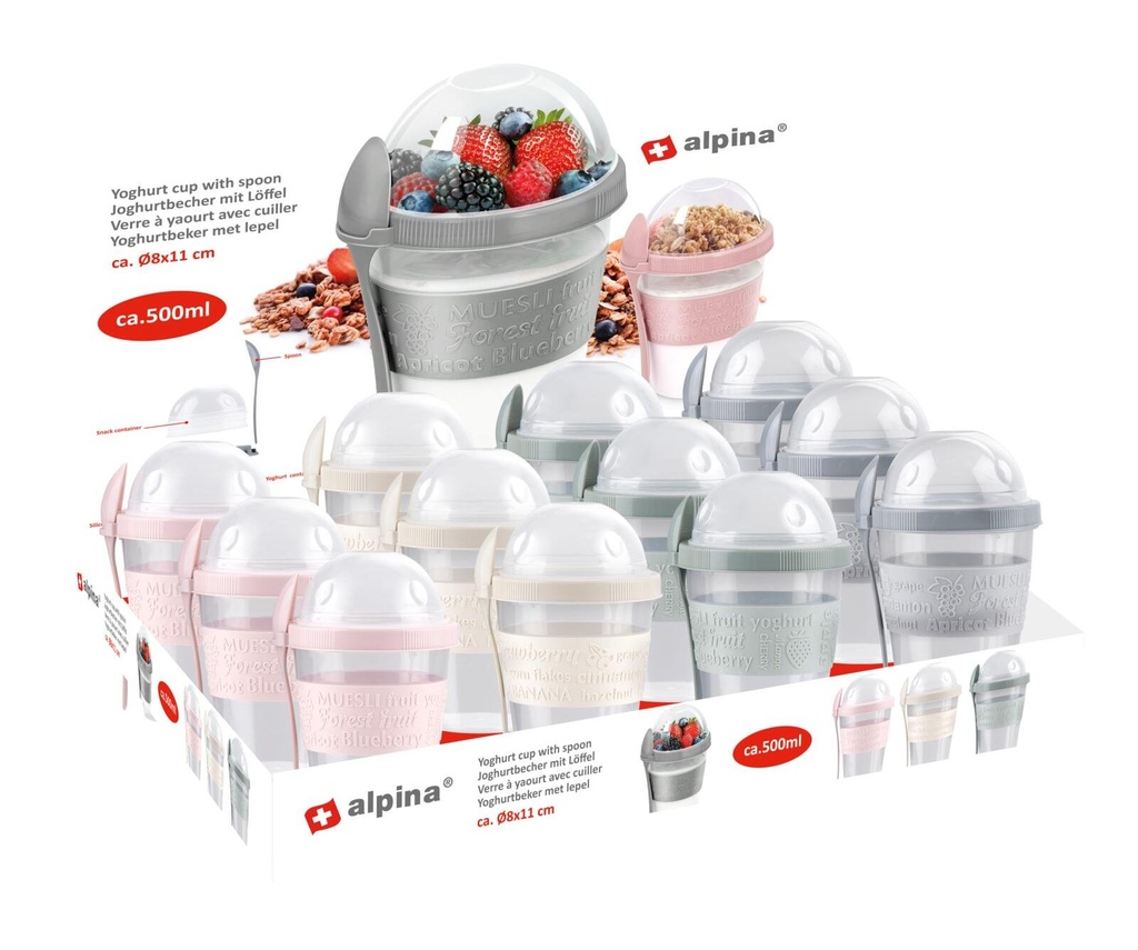 ALPINA Yoghurt Cup 500ml with Spoon and Lid