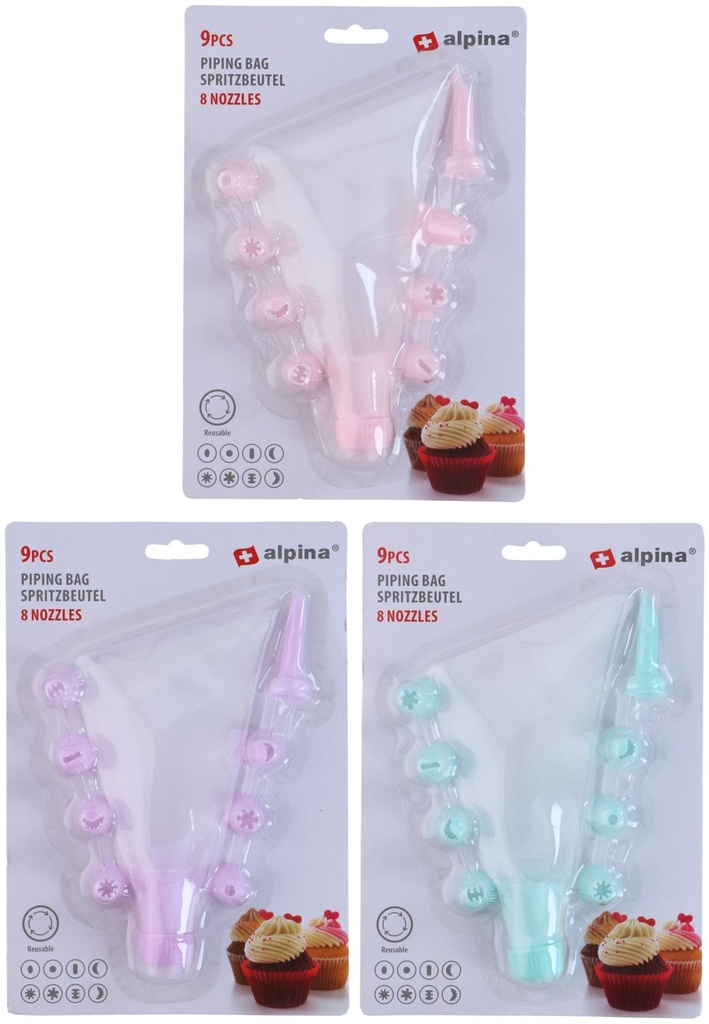 ALPINA Piping Bag with 8 Nozzles