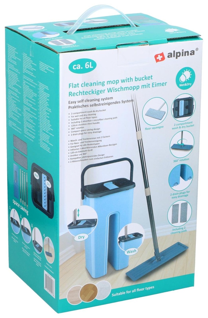 ALPINA Floor Mop with Bucket 6L 12x32x117cm