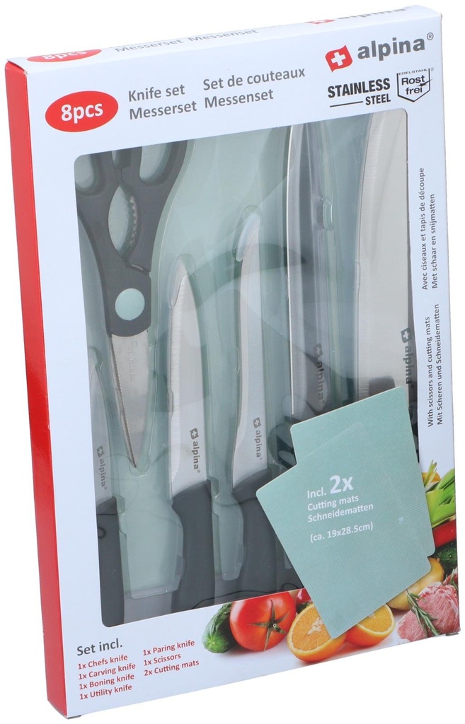 ALPINA Knife and Scissors Set with Cutting Mat