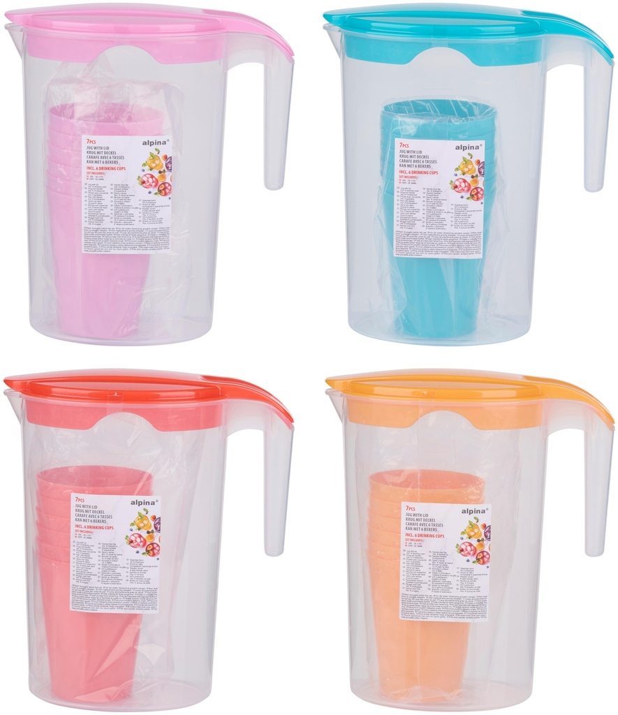 ALPINA Jug With Cups 1.75L/300ml 10x20x22cm