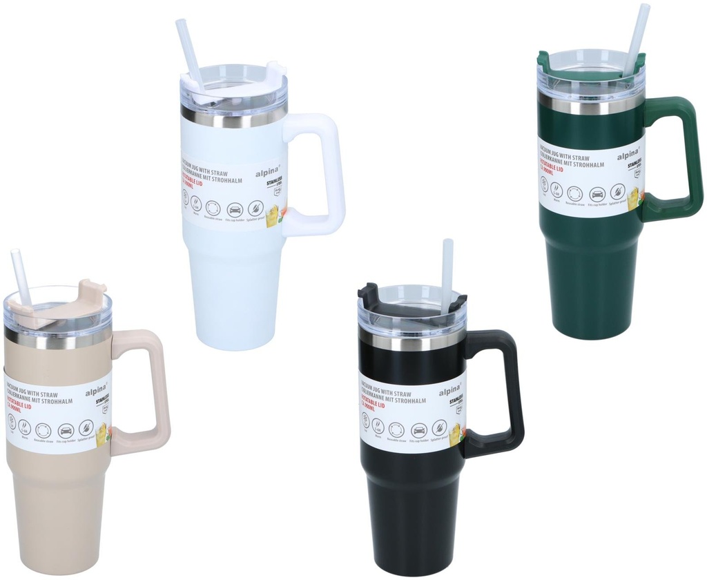 ALPINA Vacuum Mug with Straw 900ml