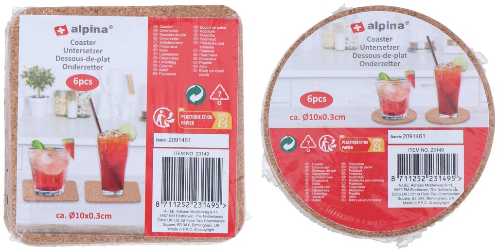 ALPINA Round and Square Coaster Ø10cm