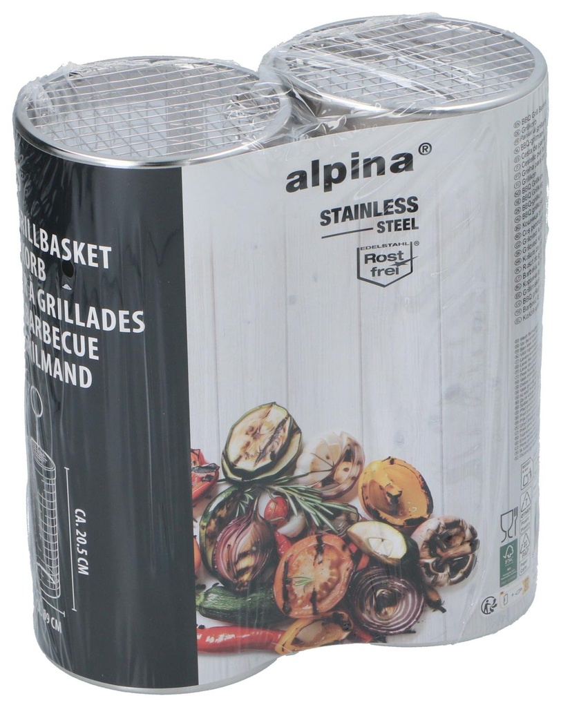 ALPINA BBQ Grill Basket Ø9xh20cm