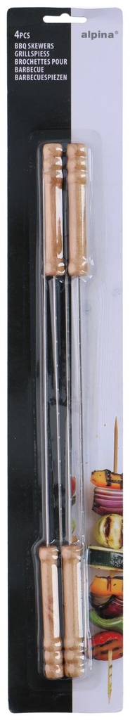 [871125229060] ALPINA BBQ Skewer 38cm Wooden Handle