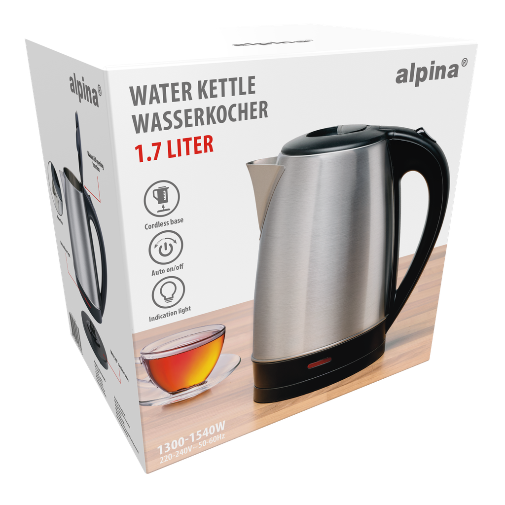 [871125227267] ALPINA Kettle 1.7L 1300-1540W Stainless Steel