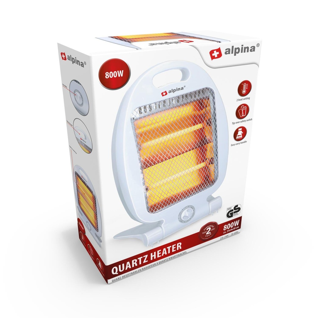 [871125218212] ALPINA Quartz Heater 800W with 2 Heat Settings