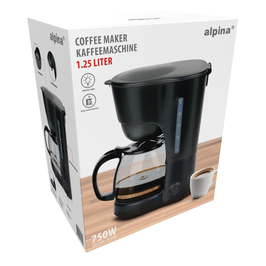ALPINA Coffee Maker 750W 1.25L Black