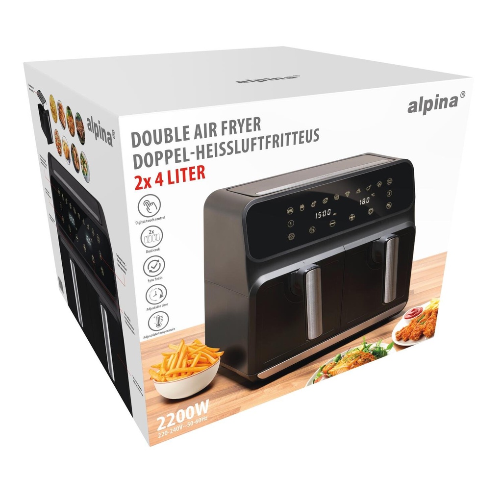 [871125224011] ALPINA Double Airfryer 8L 1700W 230V