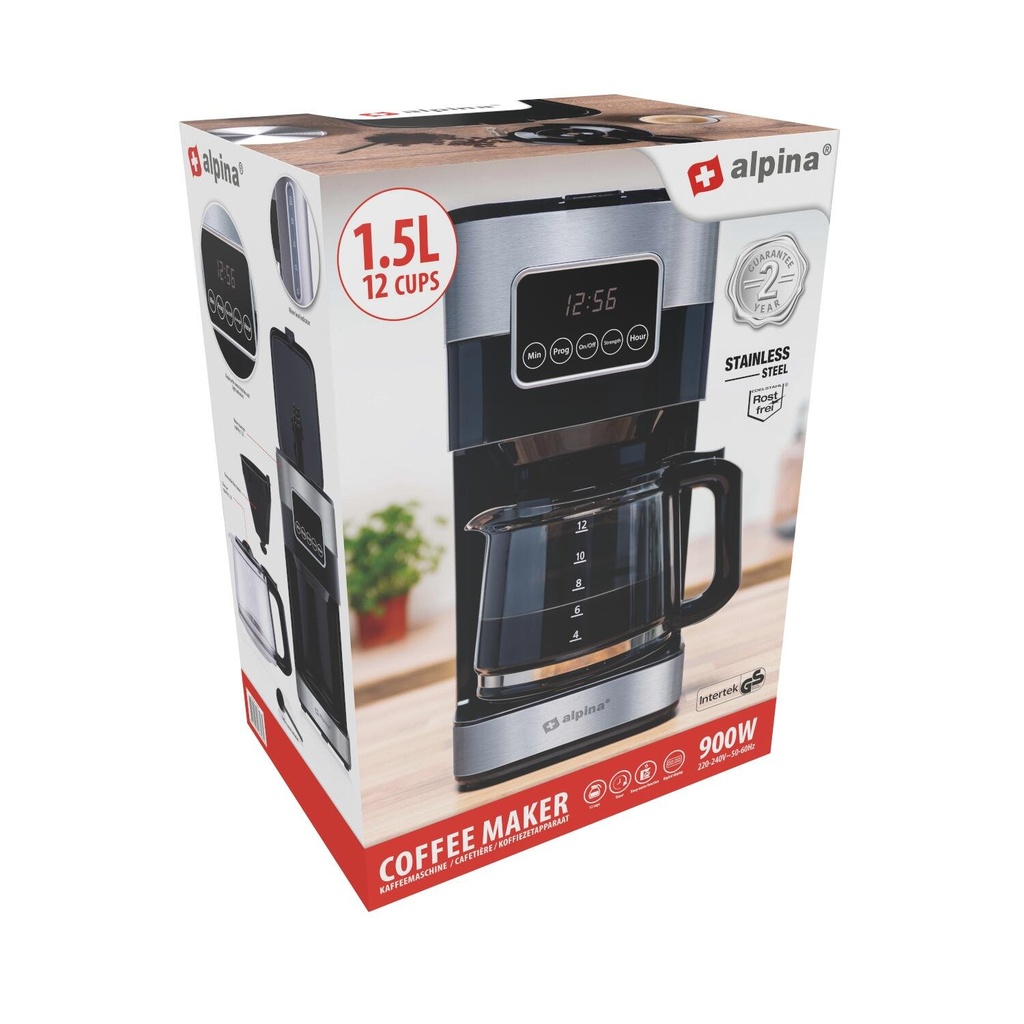 [871125247347] ALPINA Coffee Maker 230V 900W Touch Screen