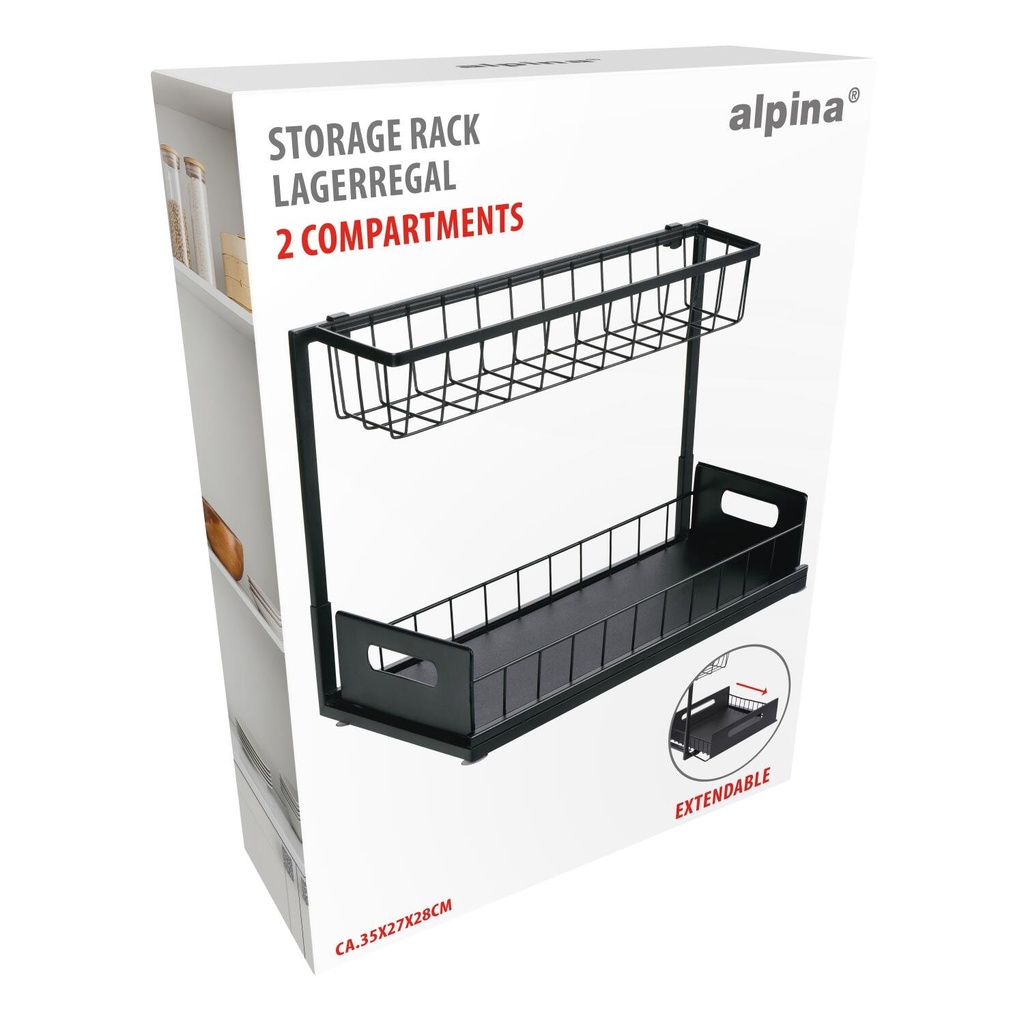 ALPINA Storage Rack with Holder 35x27x28cm