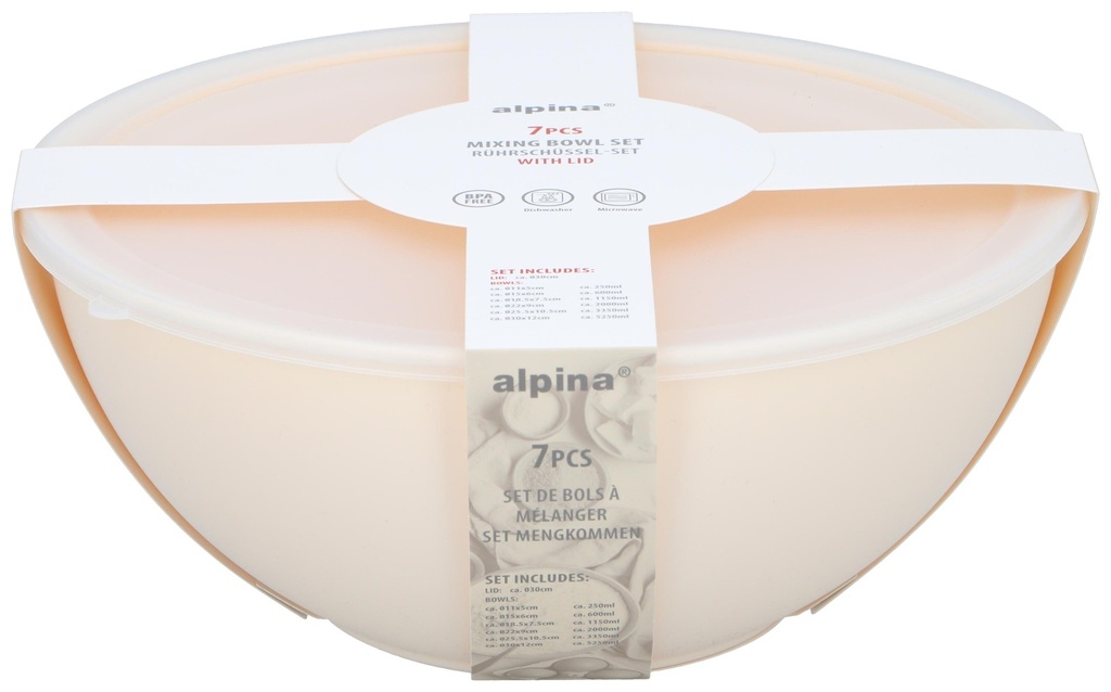 ALPINA 7pcs Mixing Bowl Set with Lid