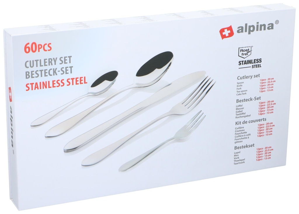 ALPINA Mirror Polish Cutlery Set 60pcs