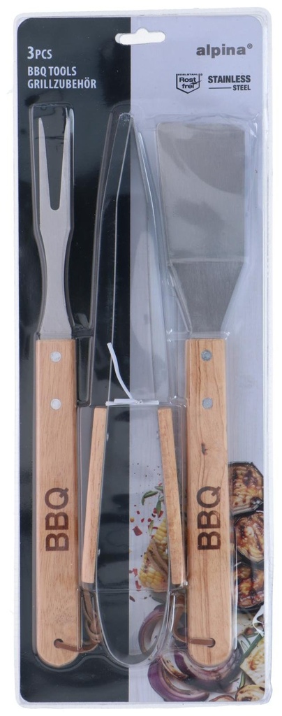 ALPINA BBQ Tools Spatula Fork Tongs 34cm