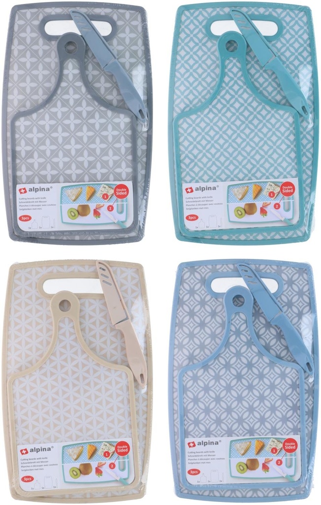 ALPINA Cutting Boards with Knife 37x23cm and 30x19cm