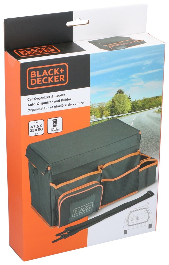 BLACK+DECKER Car Organizer and Cooler 47.5x25x30cm