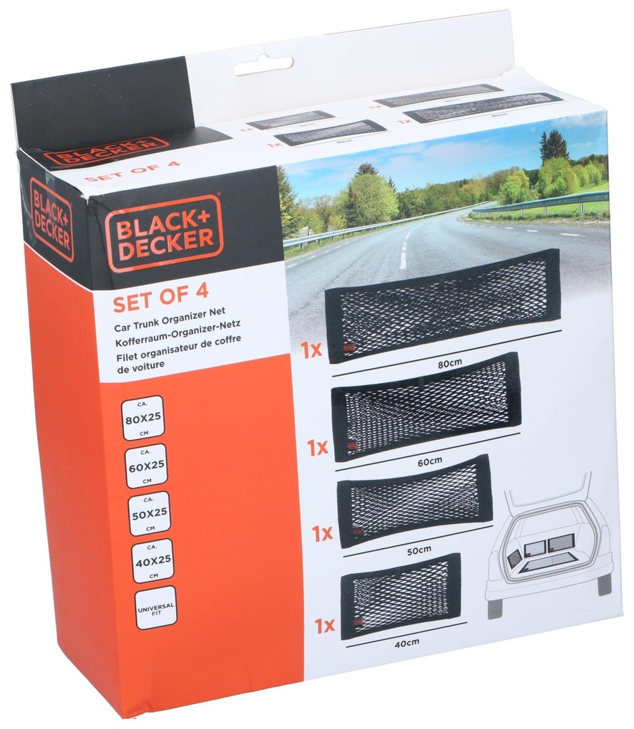 BLACK+DECKER Car Storage Net 40-80x25cm with Velcro