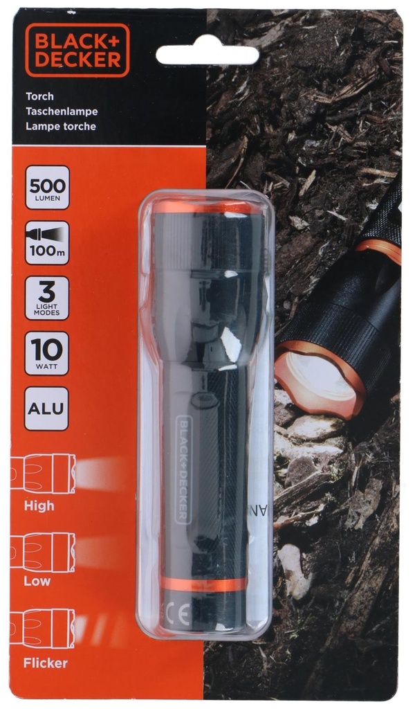 BLACK+DECKER Torch LED 10W 500Lm 100m Beam
