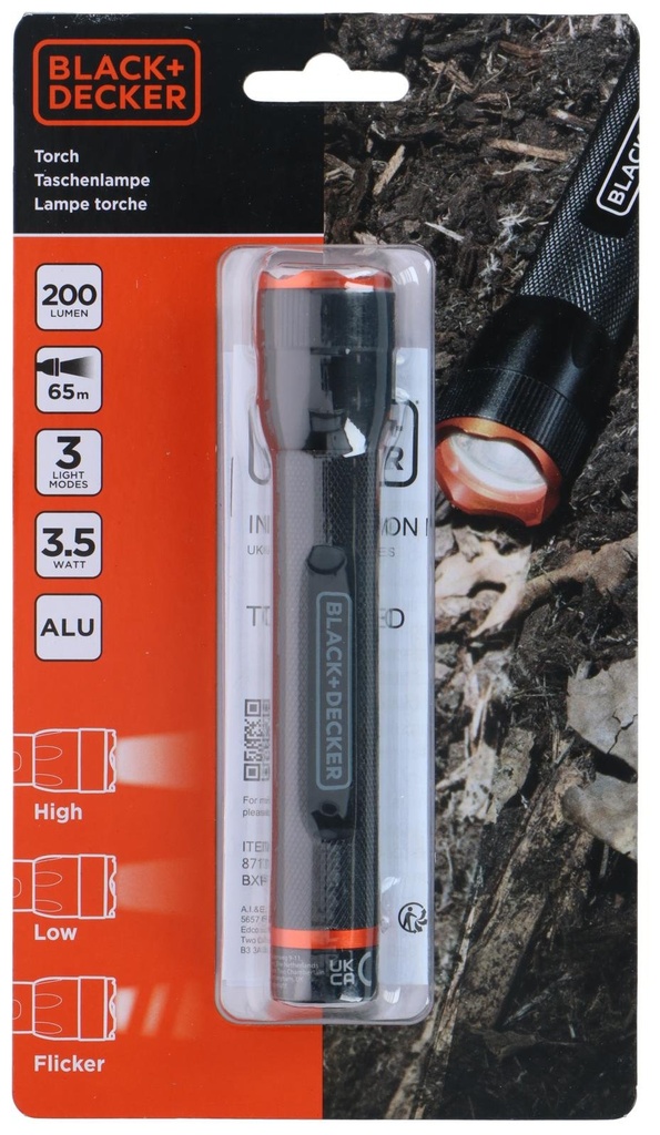 BLACK+DECKER Torch LED 3.5W 200lm 65m Beam