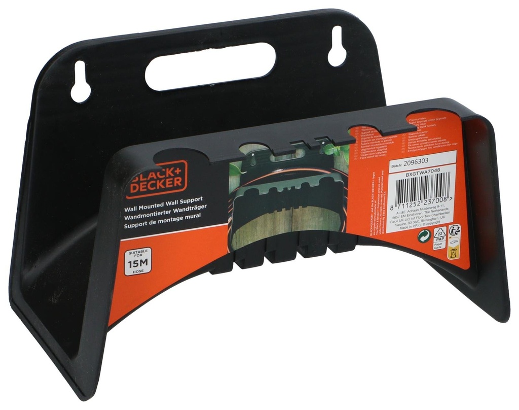 BLACK+DECKER Wall Mounted Garden Hose Holder 23x14.5x14.5cm