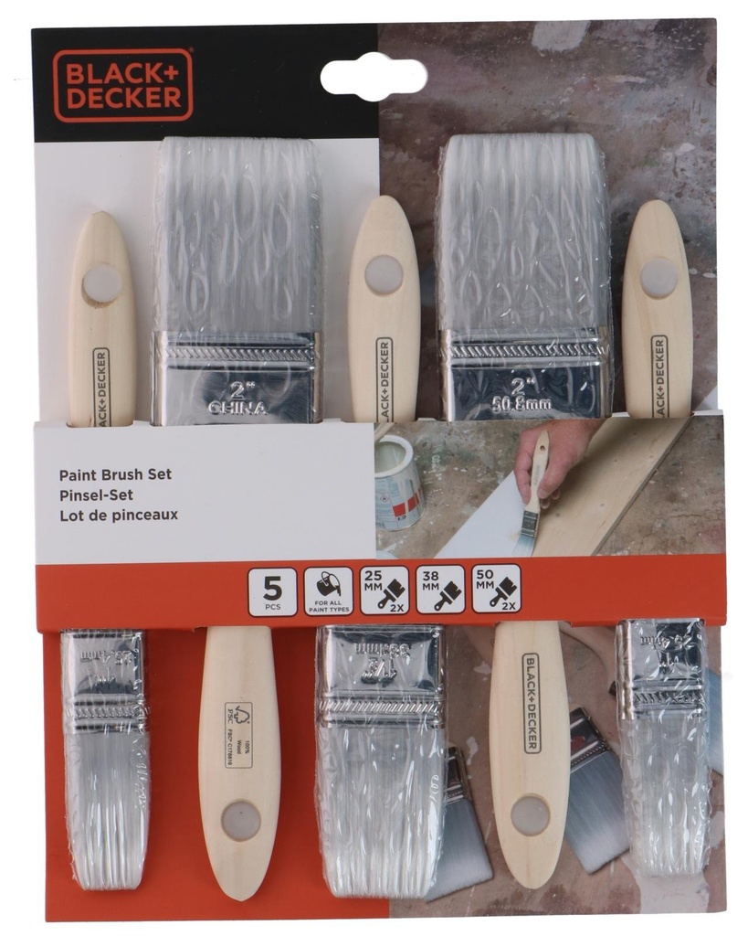 BLACK+DECKER Flat Paint Brush Set for Renovation