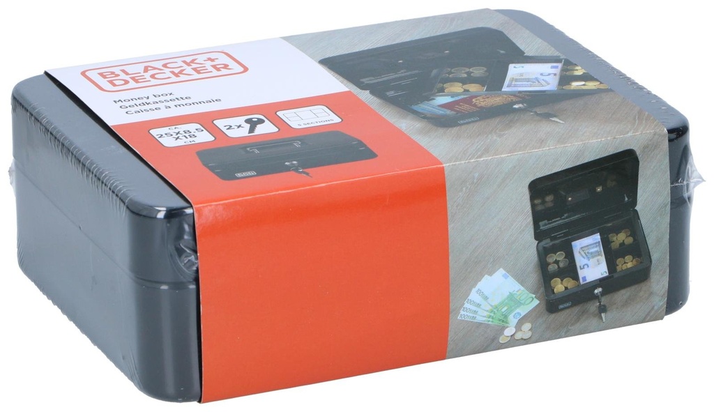 BLACK+DECKER Money Box 5 Tray Divisions 25x8.5x18cm Black