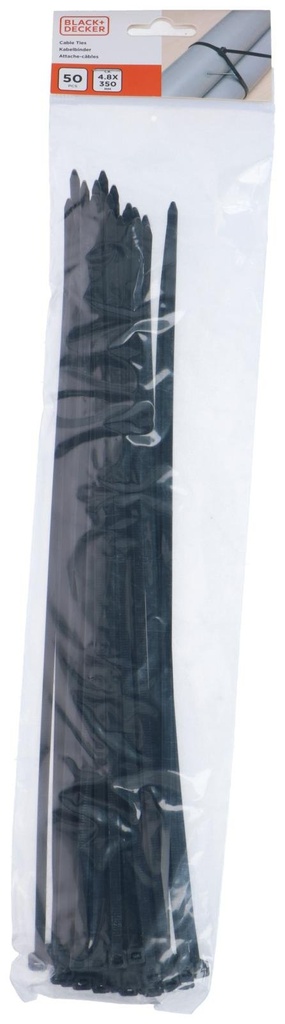 BLACK+DECKER Cable Ties 4.8x350mm Black