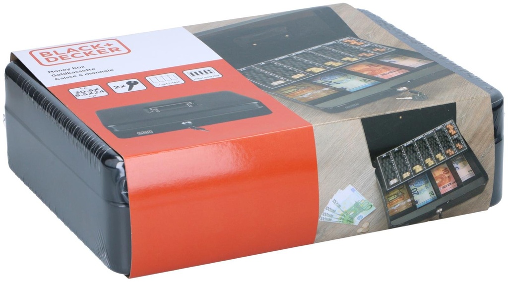 BLACK+DECKER Money Box 4 Tray Divisions with Coin Sorter