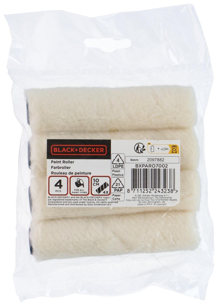 BLACK+DECKER Mohair Paint Roller 10cm