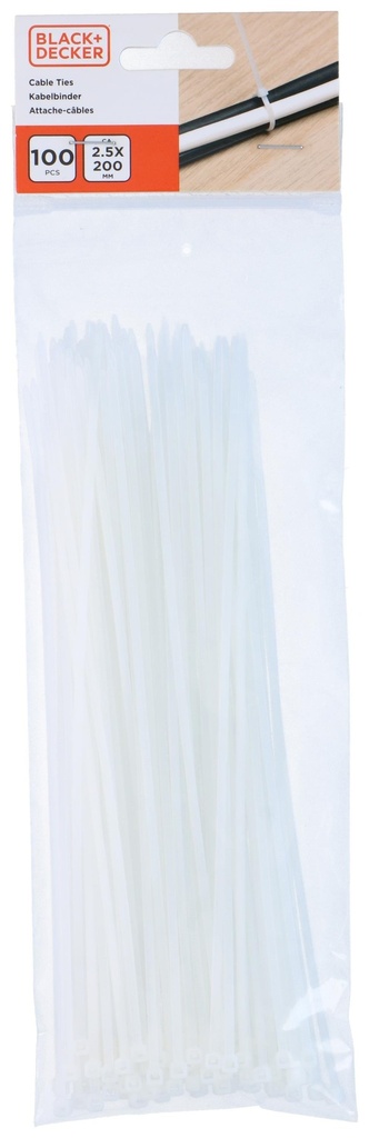 BLACK+DECKER Cable Tie 2.5x200mm White