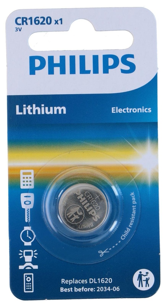 PHILIPS Lithium Coin Cell CR1620 3V