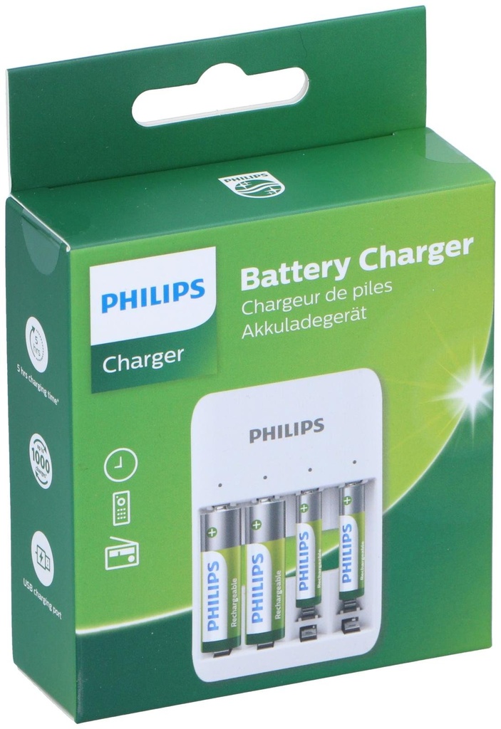 PHILIPS Battery Charger With 4 USB Outlets