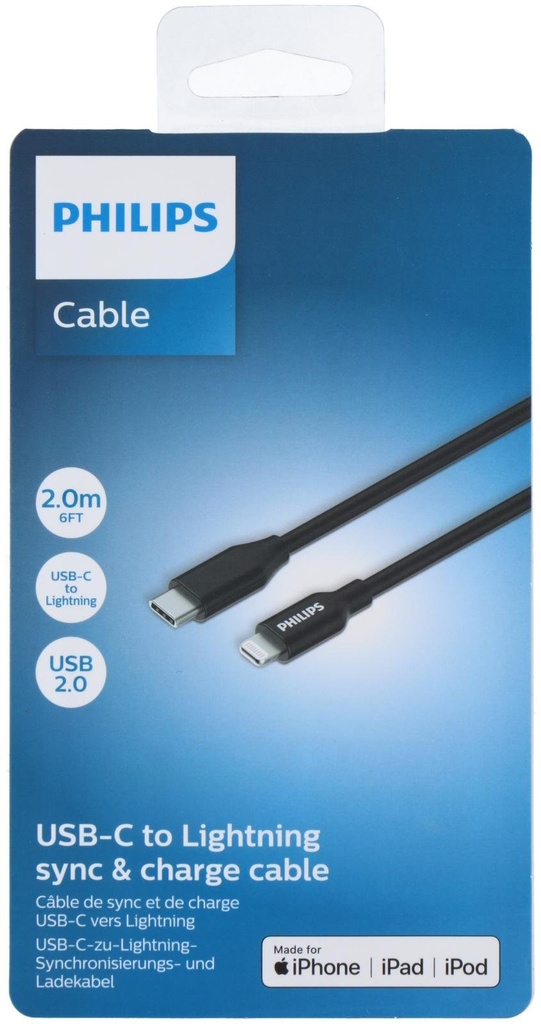 PHILIPS USB-C to Lightning Cable 2m