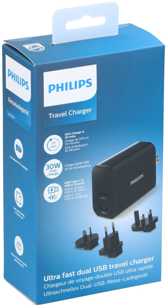 PHILIPS Travel Charger with USB-A and USB-C 230V