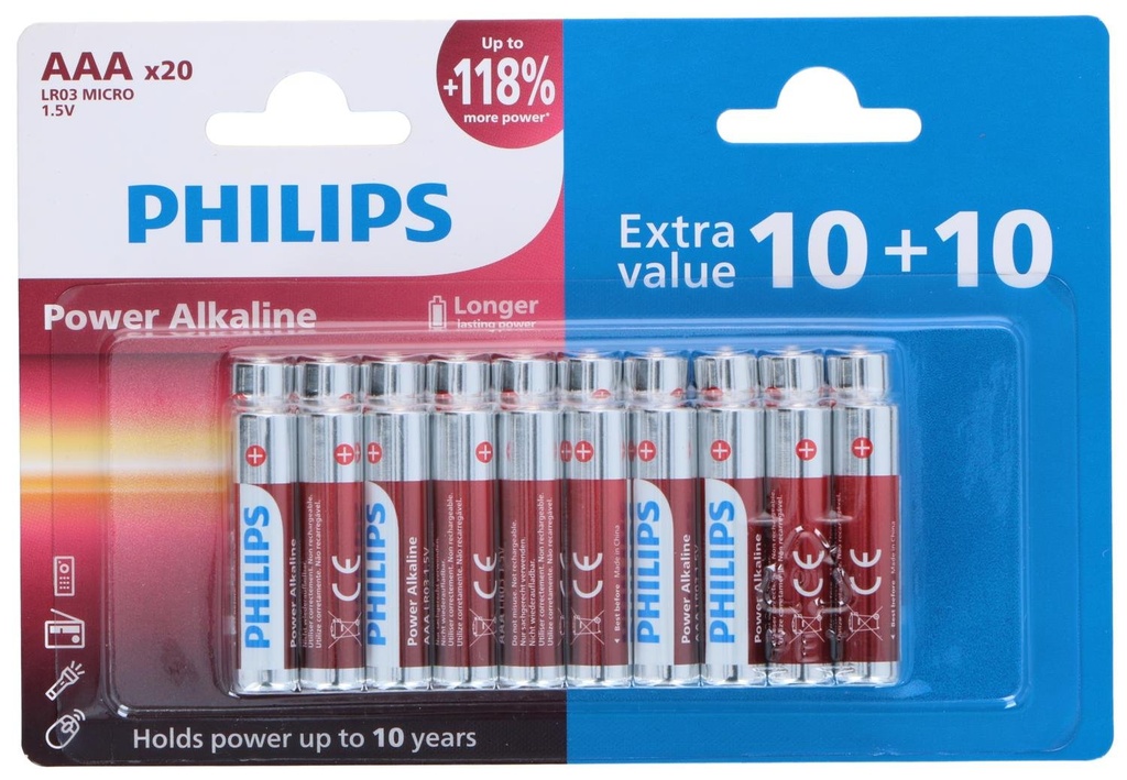 PHILIPS AAA LR03 Battery Power Alkaline 1.5V