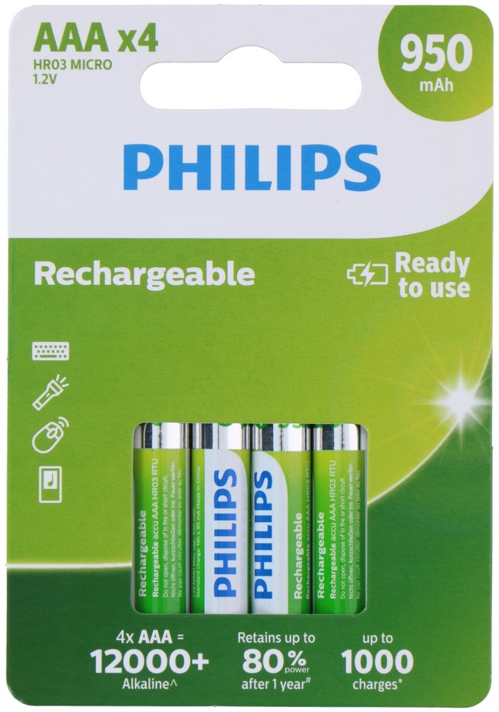 PHILIPS AAA Rechargeable Battery 1.2V 950mAh