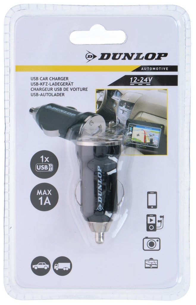 DUNLOP Usb Car Charger Mini 12/24V 1A