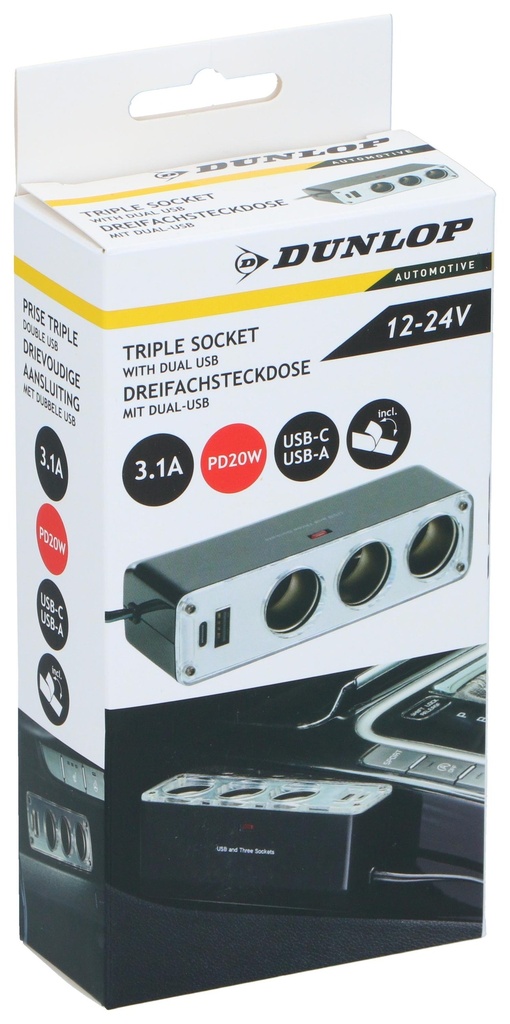 DUNLOP Triple Socket with Dual USB
