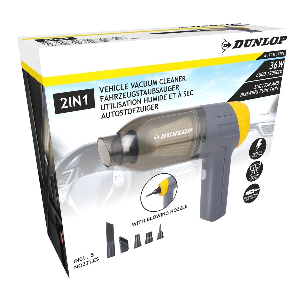 DUNLOP Car Vacuum Cleaner DC 5V 36W