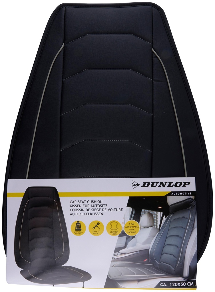 DUNLOP Car Seat Cushion 120x50cm Black Grey