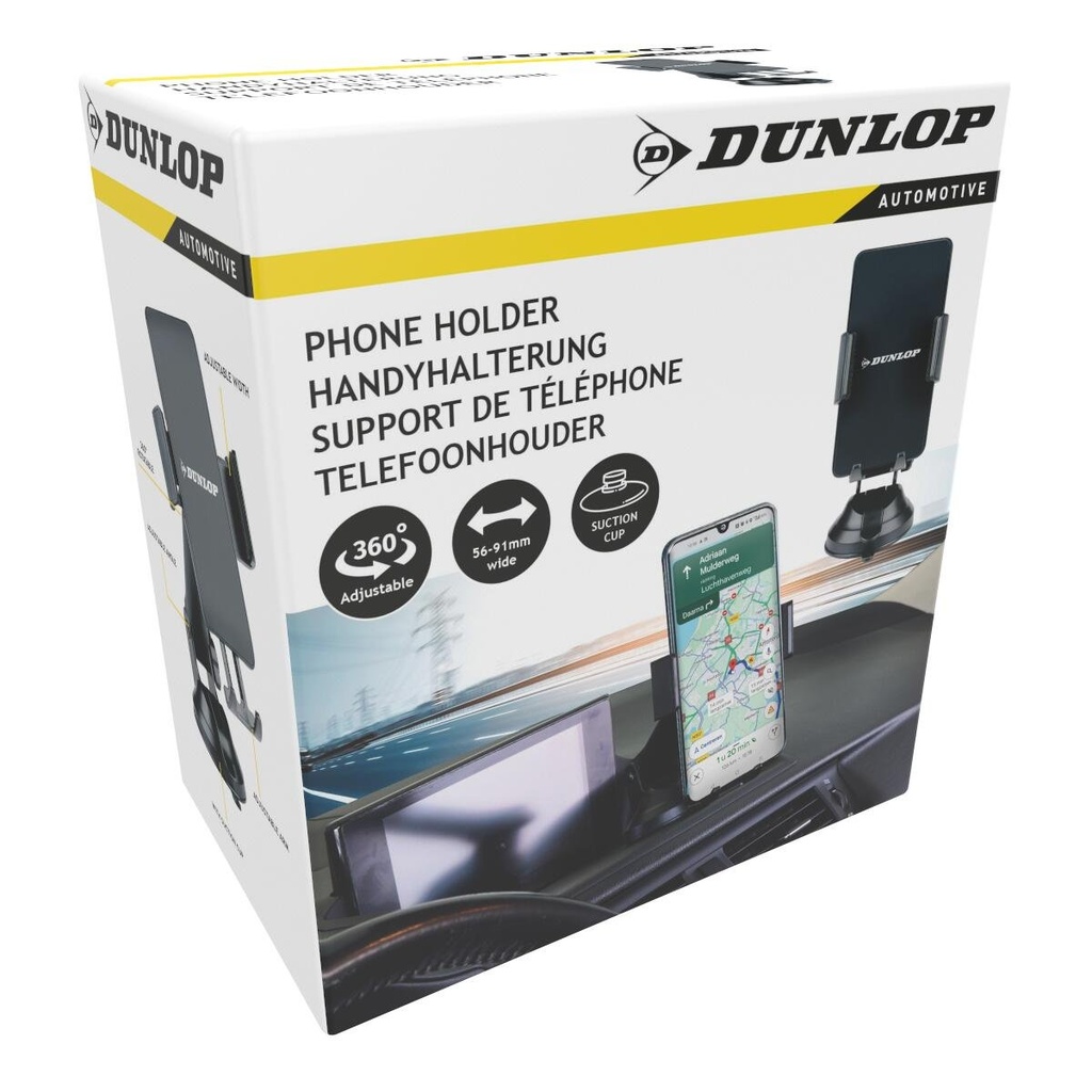 DUNLOP Car Phone Holder 360° Adjustable Black