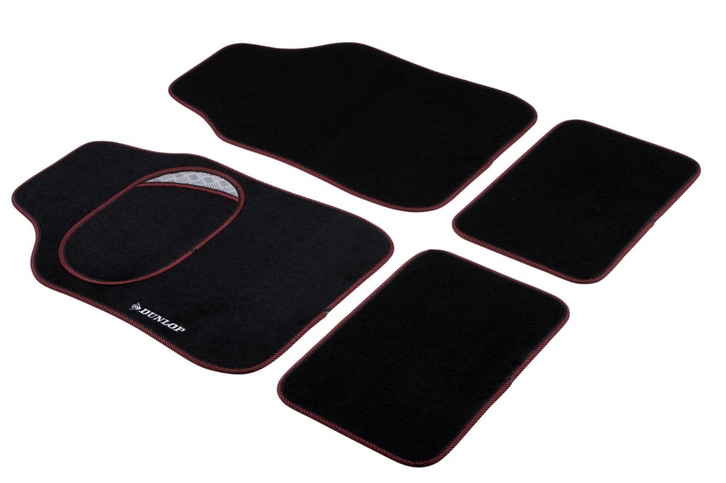 DUNLOP Car Mats 66x44cm Front 28x42cm Rear Red