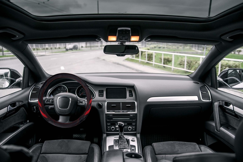 DUNLOP Steering Wheel Cover Black/Red 38 cm