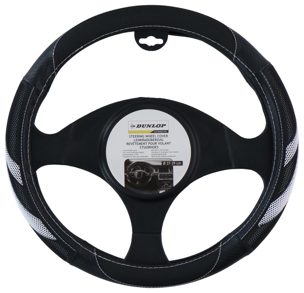 DUNLOP Steering Wheel Cover Black/White 38cm