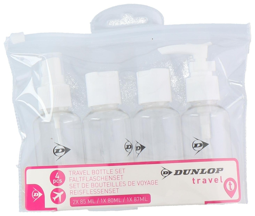 DUNLOP Travel Bottles Clear 85ml/80ml/87ml