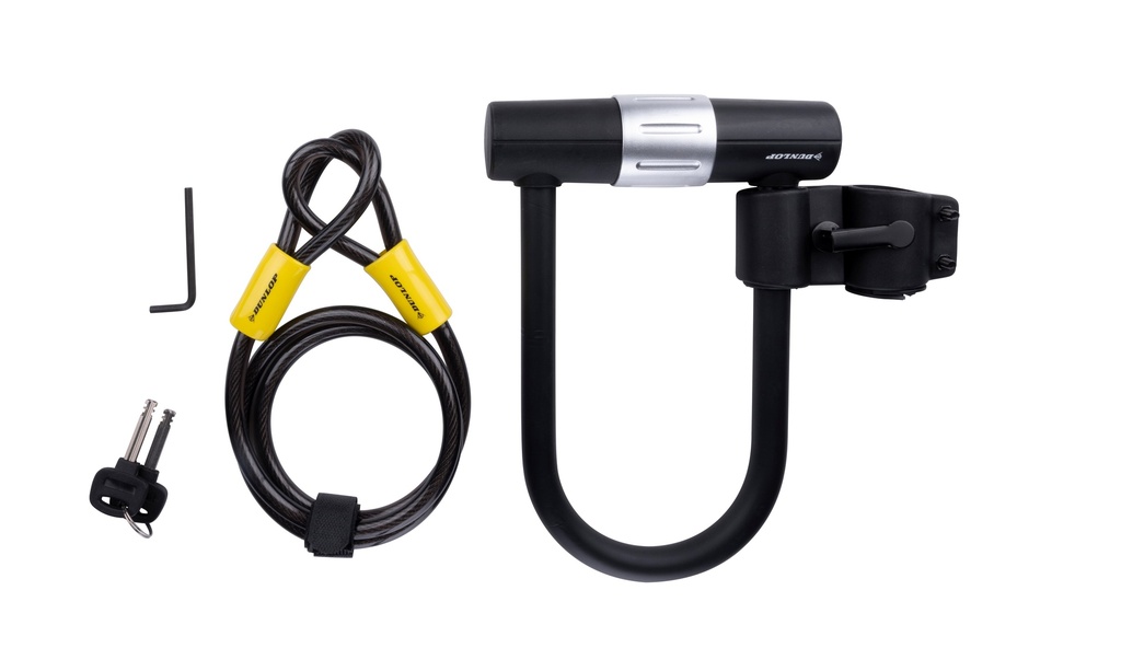 DUNLOP Bike U-lock with Cable and Holder 18x26cm