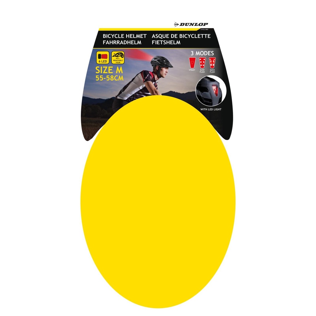 DUNLOP Bicycle Helmet M 55-58cm with LED and Visor