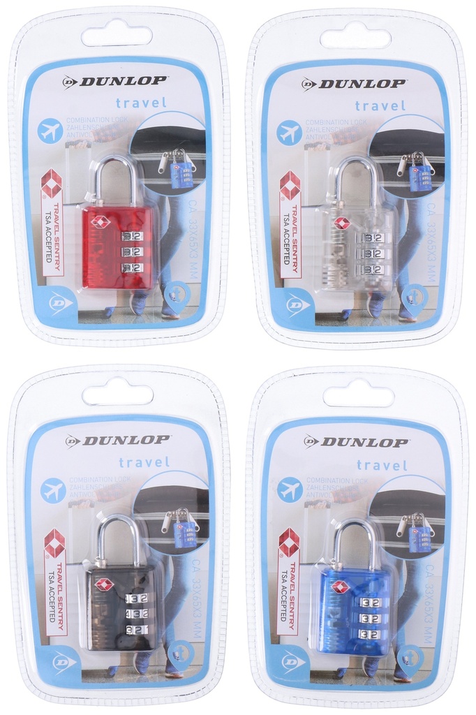 [871125210279] DUNLOP Travel Lock TSA Combination 33x65x13mm