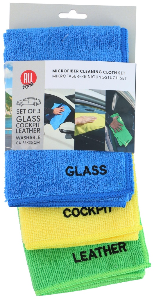 ALL RIDE Microfiber Car Cloths Cockpit Glass Leather 35x35cm